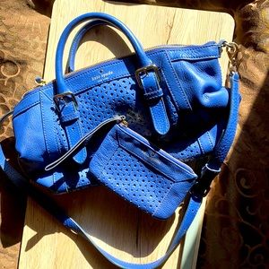 Vintage Kate spade colbalt blue w/crossbody strap.